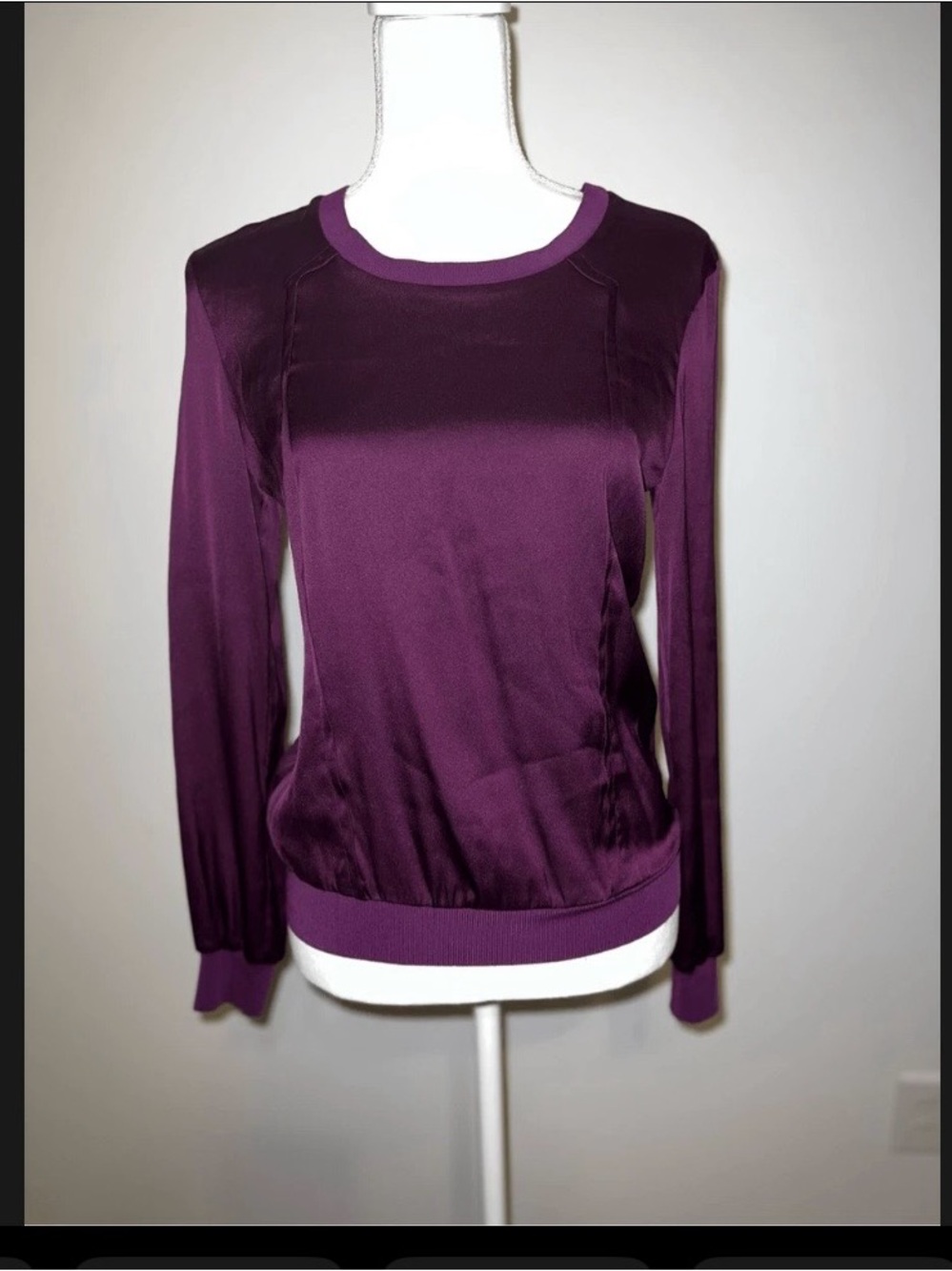 Trina Turk Purple Long-Sleeve Silk Blouse Size Petite Feminine Drapey